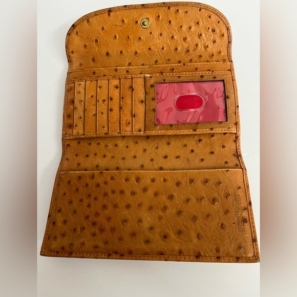 Dooney & Bourke Brown Ostrich Leather Trifold Wallet - Picture 4 of 10